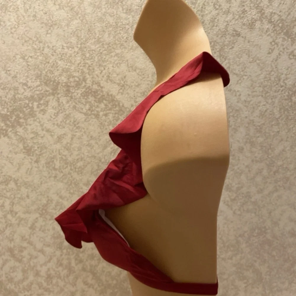 SHEIN Ruffled Dark Red Bikini Top